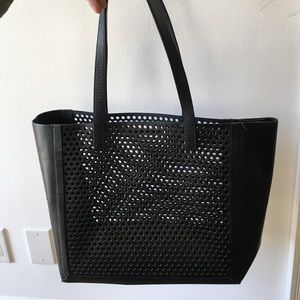 Loeffler Randall perforated Leather open Tote